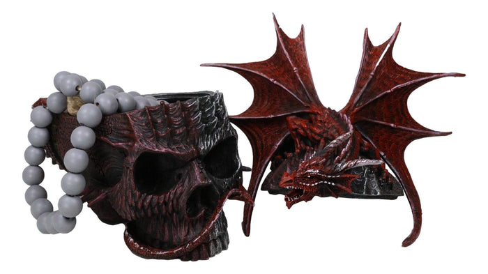 Ebros Gift Infection Virus Zombie Skull With Red Wyvern Dragon Decorative Box Figurine