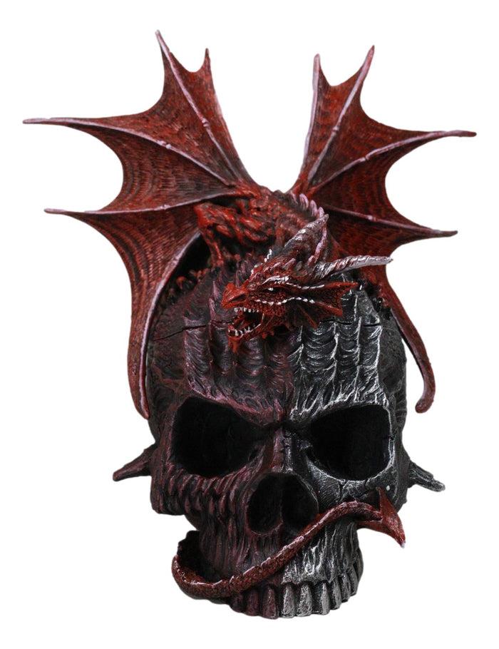 ebros gift Infection Virus Zombie Skull With Red Wyvern Dragon Decorative Box Figurine