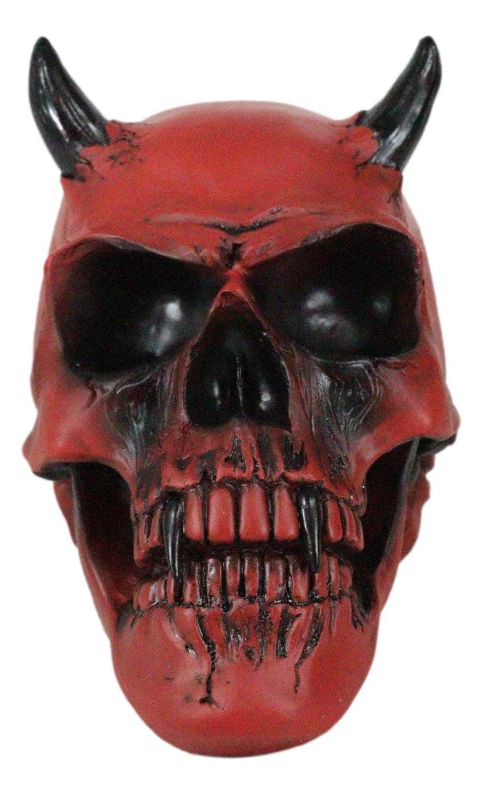Ebros Gift Inferno Horned Bloody Crimson Demon Hell Fire Vampire Pit Lord Skull Figurine