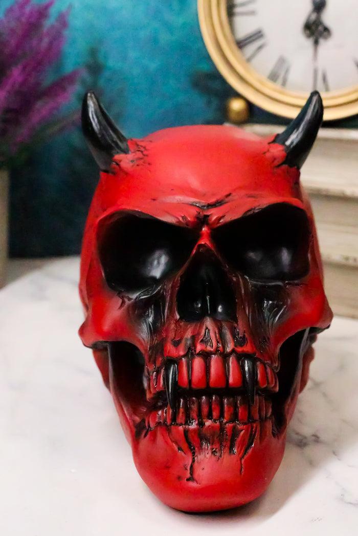ebros gift Inferno Horned Bloody Crimson Demon Hell Fire Vampire Pit Lord Skull Figurine