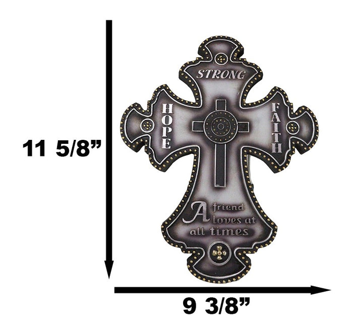 Ebros Gift Inspirational Hope Faith A Friend Loves At All Times Fleur De Lis Wall Cross