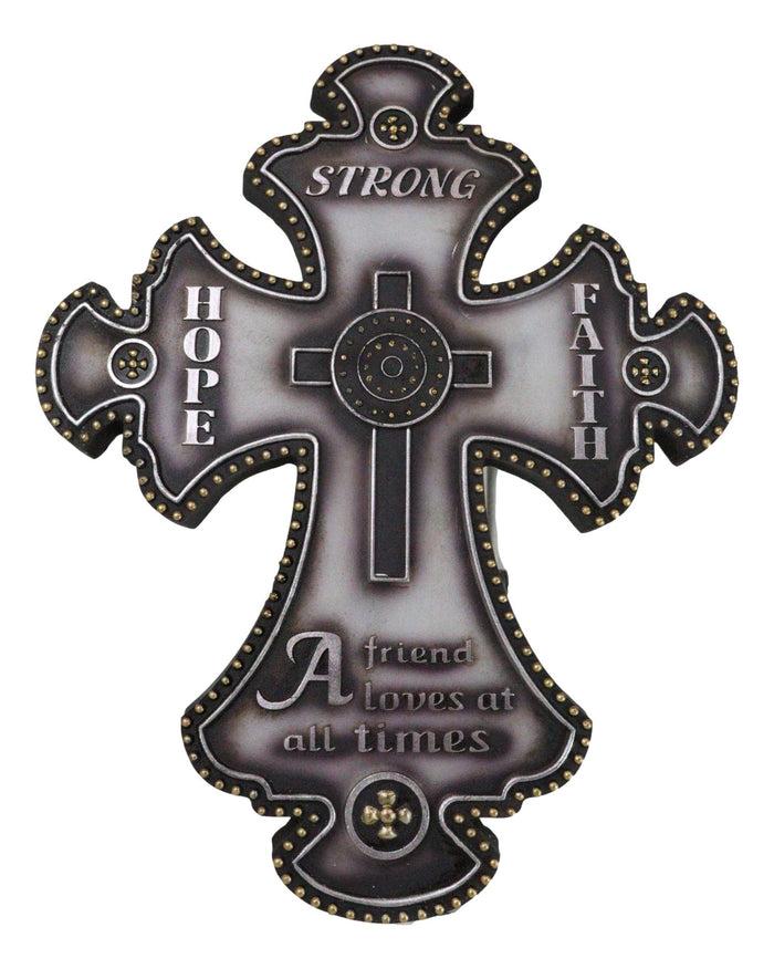 Ebros Gift Inspirational Hope Faith A Friend Loves At All Times Fleur De Lis Wall Cross