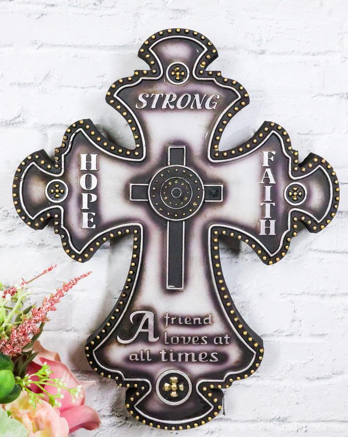 ebros gift Inspirational Hope Faith A Friend Loves at All Times Fleur De Lis Wall Cross