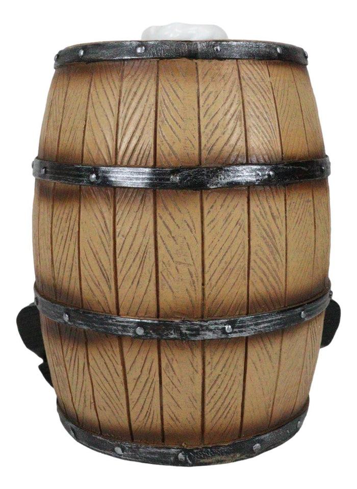 Ebros Gift Iron Chef Jean Hugging Wooden Old Fashioned Wine Barrel Kitchen Utensil Holder