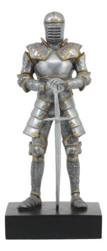 Ebros Gift Italian Medieval Knight Statue On Black Pedestal Base 9"Tall Suit Of Armor