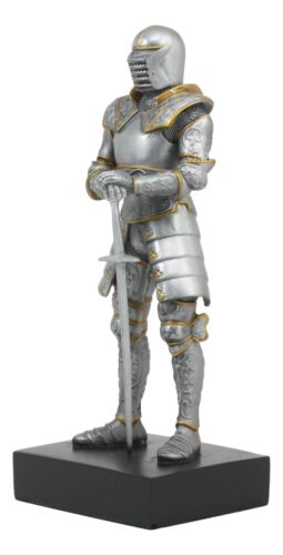 Ebros Gift Italian Medieval Knight Statue On Black Pedestal Base 9"Tall Suit Of Armor