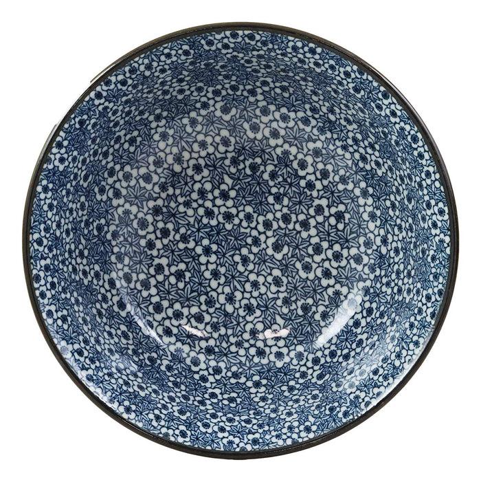 Ebros Gift Japan Made Blue & White Ming Style Floral Blossoms Ceramic Soup Bowls Pack Of 4