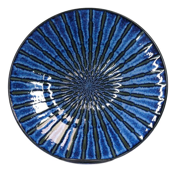 Ebros Gift Japanese Blue Cascading Water Reduction Glazed Ceramic Shallow Bowls Pack Of 2