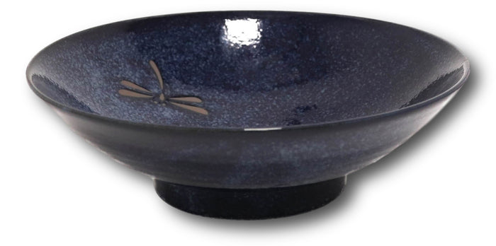 Ebros Gift Japanese Blue Dragonfly Pasta Salad Soup Rice Ceramic Shallow Bowls Set Of 3