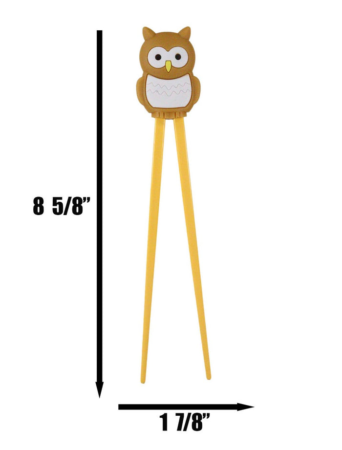 Ebros Gift Japanese Caramel Owl Bird Reusable Training Chopsticks Set With Silicone Guide