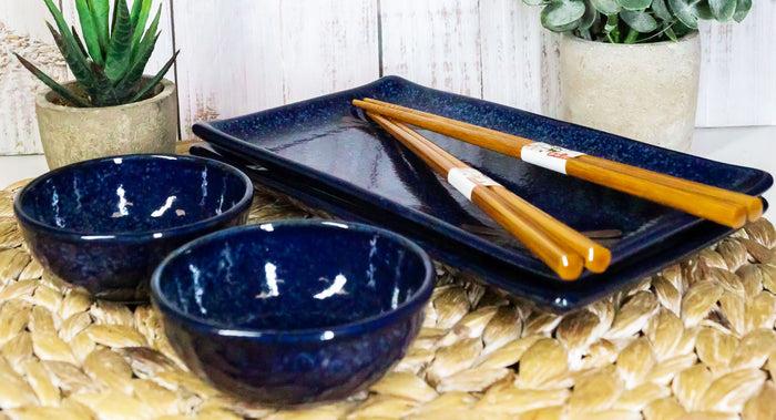 Ebros Gift Japanese Dragonfly Symbol Of Change Quality Ceramic Sushi Dinnerware Set For Two