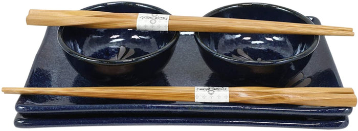 Ebros Gift Japanese Dragonfly Symbol Of Change Quality Ceramic Sushi Dinnerware Set For Two