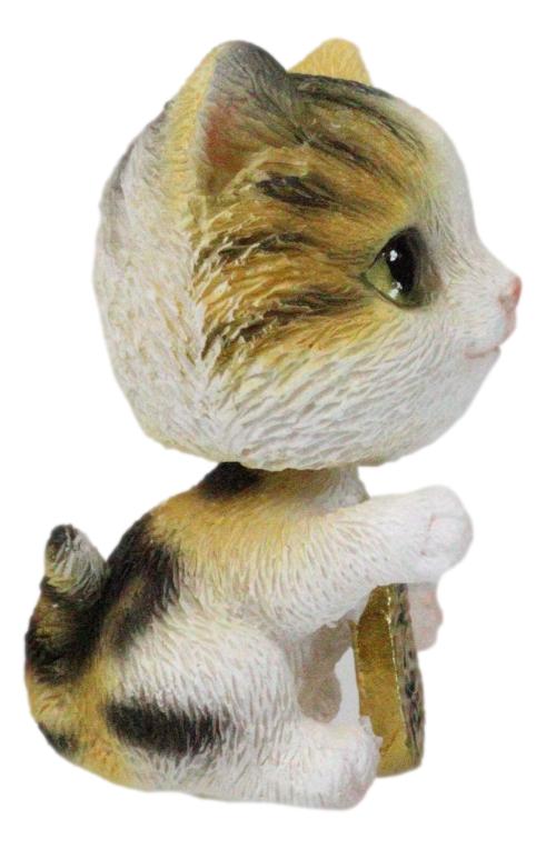 Ebros Gift Japanese Fortune Charm Maneki Neko Calico Beckoning Cat Bobblehead Figurine