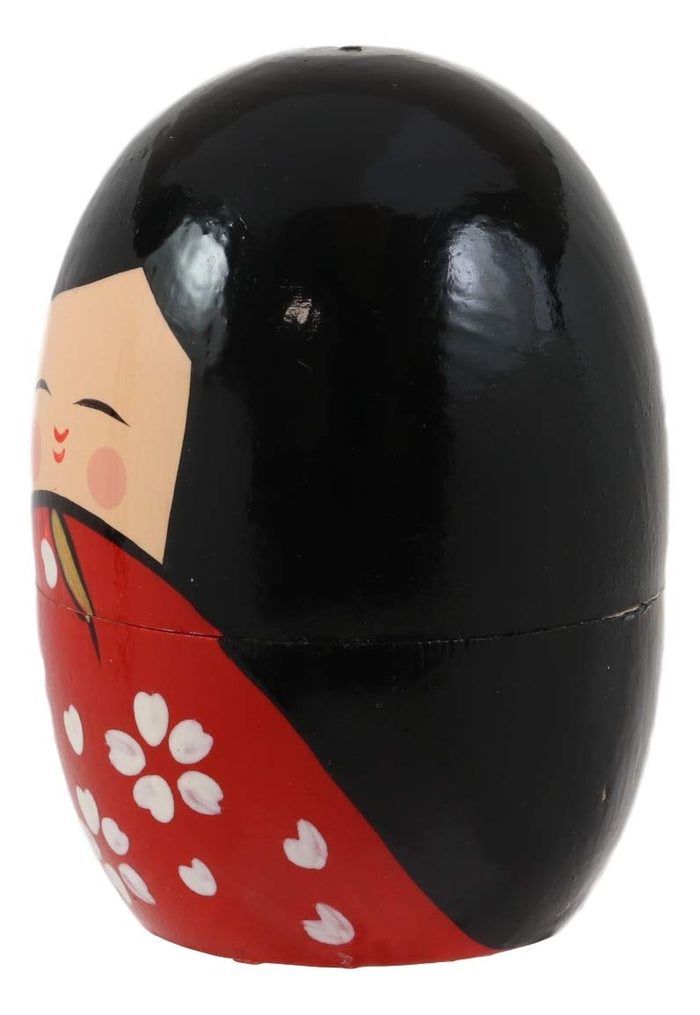 Ebros Gift Japanese Kokeshi Girl Wooden Stacking Matryoshka Nesting Dolls 5 Piece Set Toy