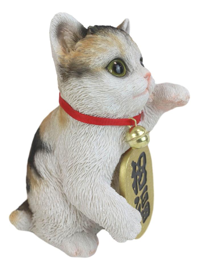 Ebros Gift Japanese Luck And Fortune Charm Beckoning White Calico Cat Maneki Neko Figurine