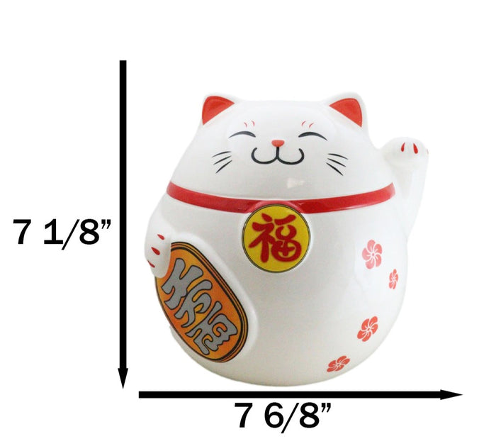 Ebros Gift Japanese Lucky Charm Beckoning Cat Fat Maneki Neko Money Coin Bank Figurine