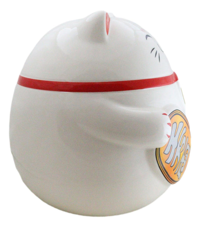 Ebros Gift Japanese Lucky Charm Beckoning Cat Fat Maneki Neko Money Coin Bank Figurine