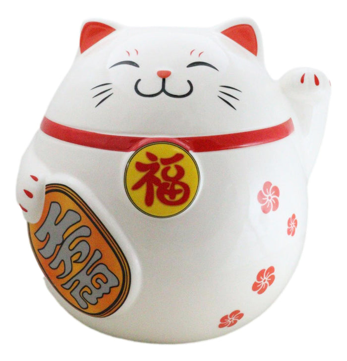 ebros gift Japanese Lucky Charm Beckoning Cat Fat Maneki Neko Money Coin Bank Figurine