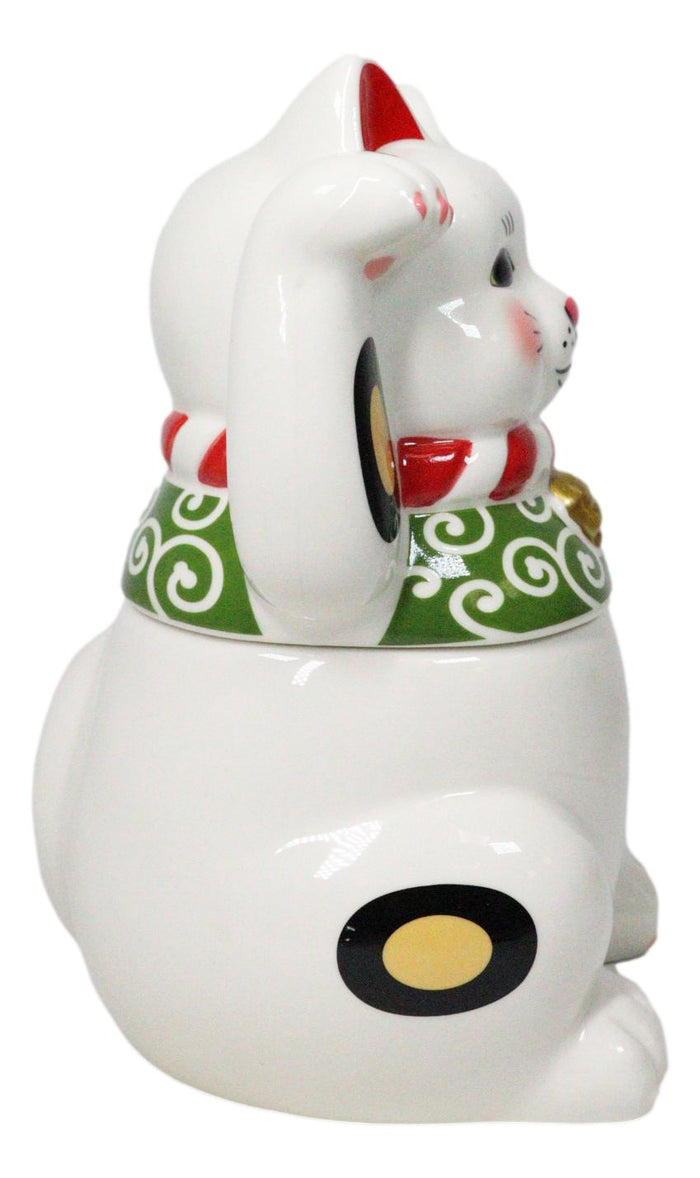 Ebros Gift Japanese Maneki Neko Lucky Fortune Charm Cat Ceramic Cookie Jar Figurine
