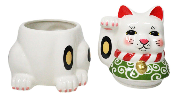 Ebros Gift Japanese Maneki Neko Lucky Fortune Charm Cat Ceramic Cookie Jar Figurine