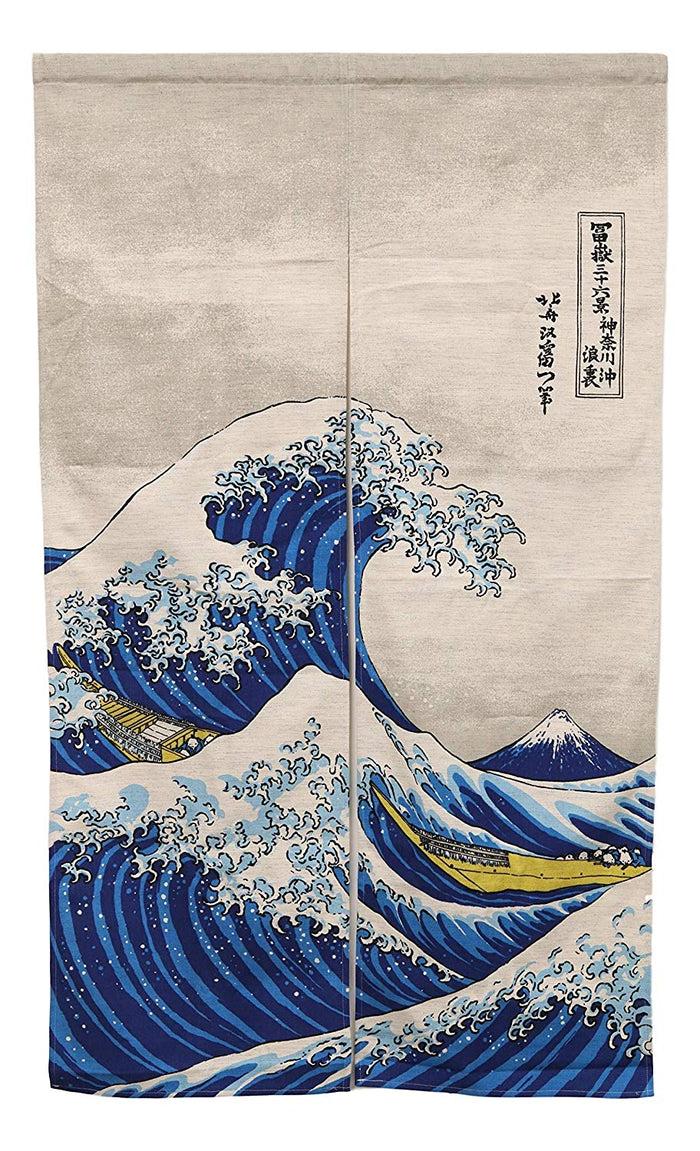 ebros gift Japanese Noren Curtain Tapestry The Great Wave Off Kanagawa Mount Fuji 59.25"L