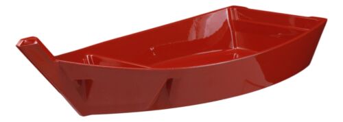 Ebros Gift Japanese Omakase Red Sushi Boat Serving Plate Plastic Lacquer Restaurant Grade