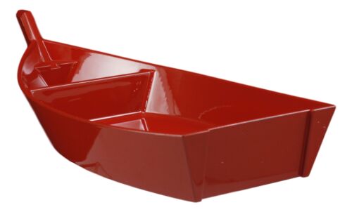 Ebros Gift Japanese Omakase Red Sushi Boat Serving Plate Plastic Lacquer Restaurant Grade