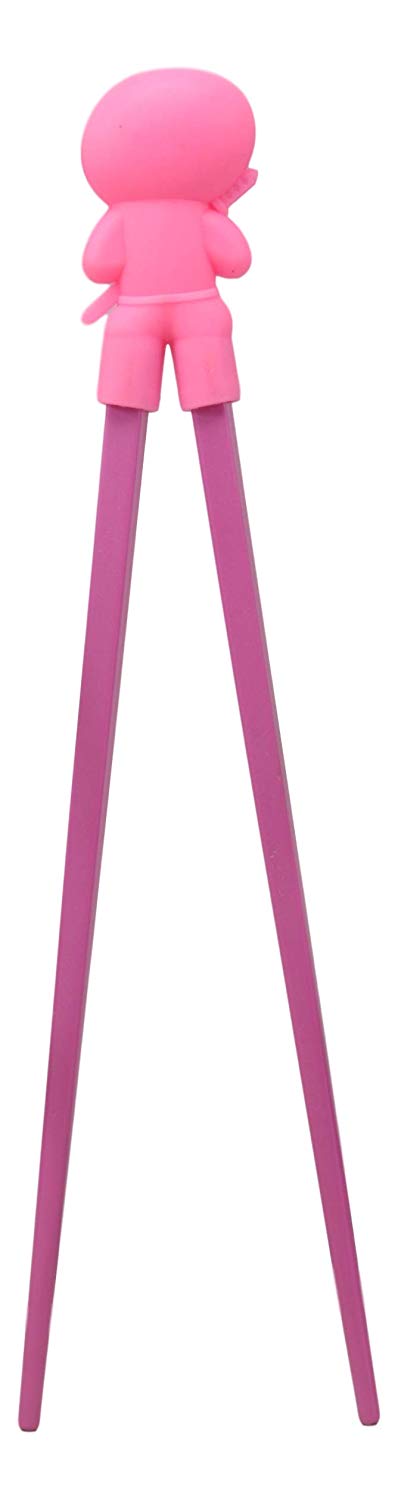 Ebros Gift Japanese Pink Ninja Reusable Training Chopsticks Set With Silicone Guide Hinge