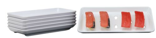 ebros gift Japanese Raw Sushi Preparation Storage White Neta Zara Melamine Plates Set of 6