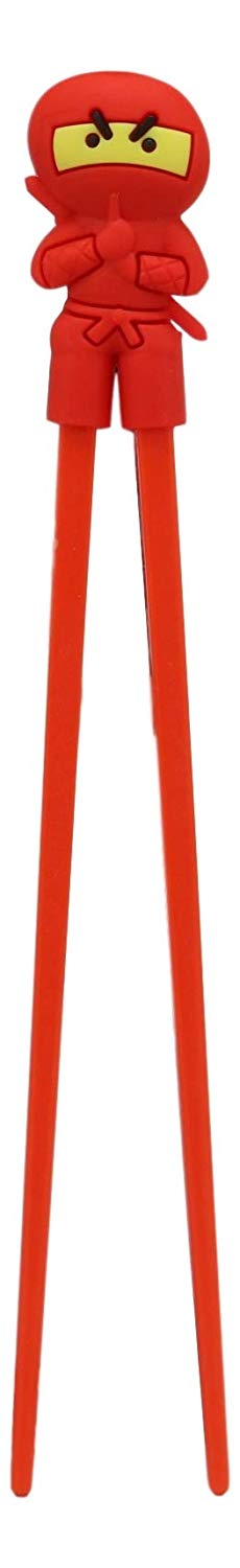 Ebros Gift Japanese Red Ninja Reusable Training Chopsticks Set With Silicone Guide Hinge