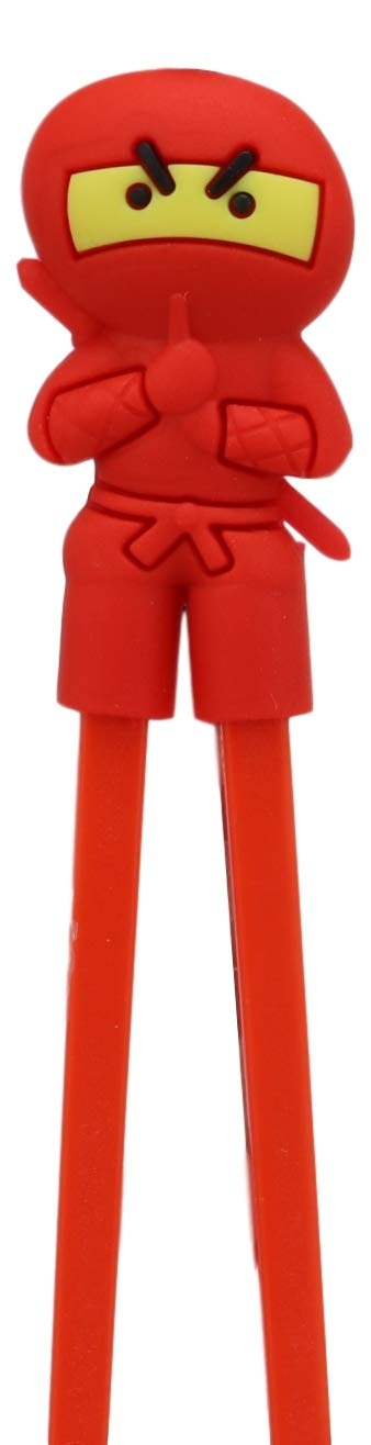 Ebros Gift Japanese Red Ninja Reusable Training Chopsticks Set With Silicone Guide Hinge