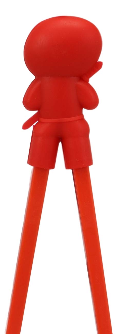 Ebros Gift Japanese Red Ninja Reusable Training Chopsticks Set With Silicone Guide Hinge