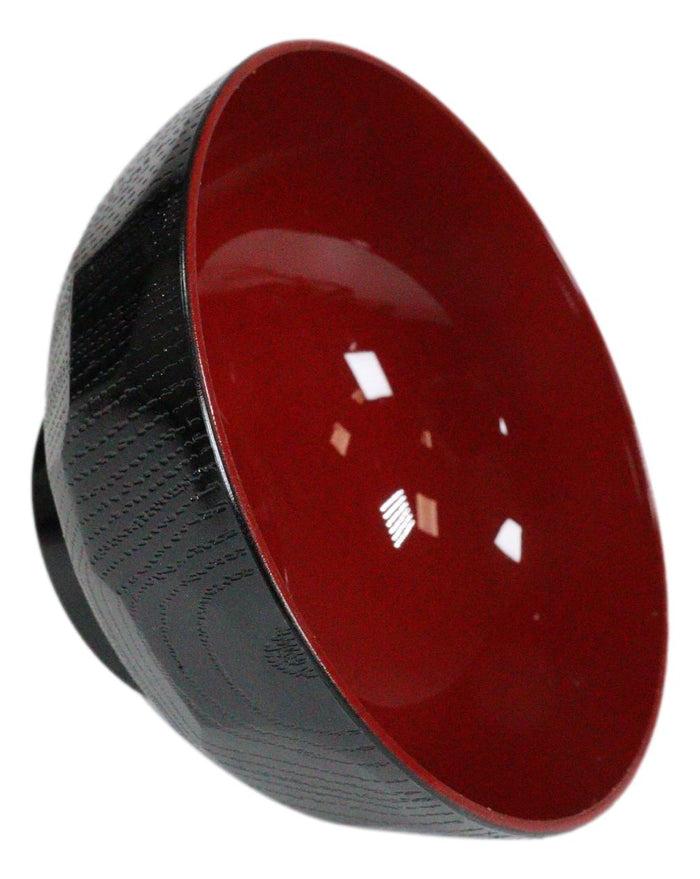 Ebros Gift Japanese Small Dotted Grain Pattern Black Red Lacquer Copolymer Plastic Bowl 6oz