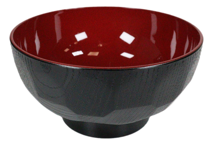 ebros gift Japanese Small Dotted Grain Pattern Black Red Lacquer Copolymer Plastic Bowl 6oz