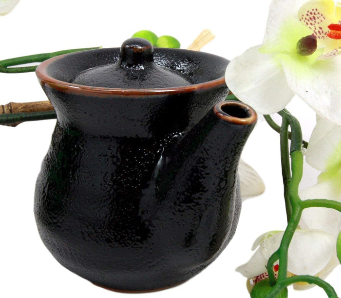 Ebros Gift Japanese Tenmoku Glazed Porcelain Soy Sauce Condiment Dispenser Flask 8oz