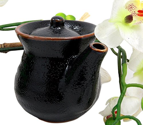 ebros gift Japanese Tenmoku Glazed Porcelain Soy Sauce Condiment Dispenser Flask 8oz