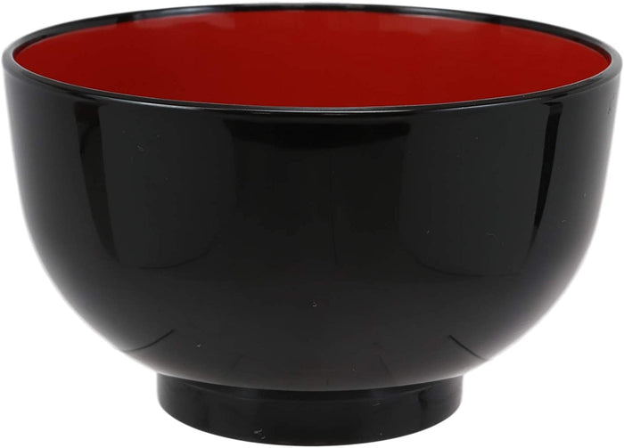 ebros gift Japanese Traditional Black Red Lacquer Copolymer Plastic 5.5"Dia Small Bowl 16oz