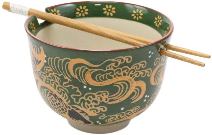 Ebros Gift Japanese White Stork In Dark Blue Starry Sky Ramen Soup Bowl With Chopsticks Set