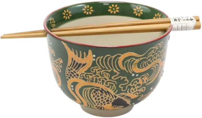 Ebros Gift Japanese White Stork In Dark Blue Starry Sky Ramen Soup Bowl With Chopsticks Set