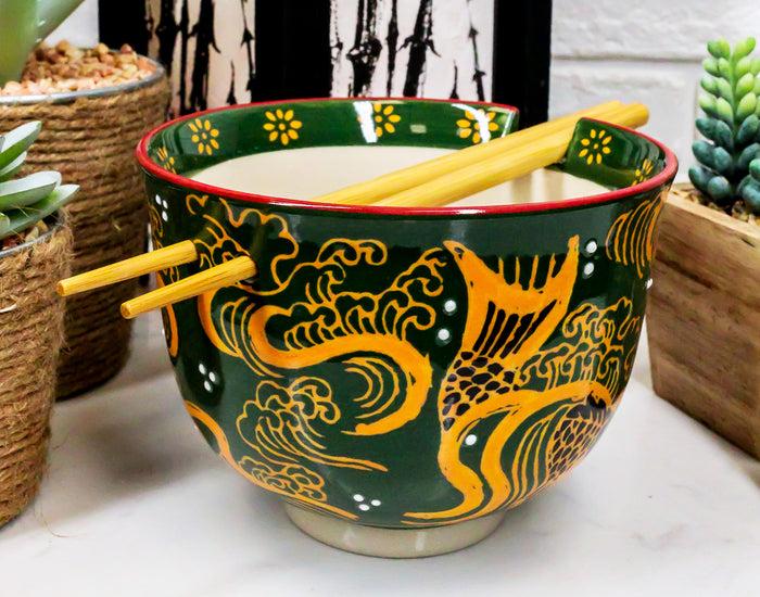 ebros gift Japanese White Stork In Dark Blue Starry Sky Ramen Soup Bowl With Chopsticks Set