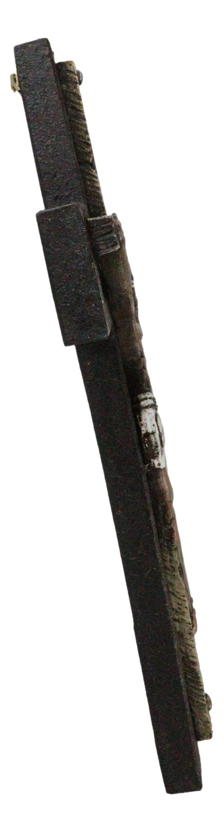 Ebros Gift Jesus Christ Crucified Faux Wooden Rustic Bronze Layered Christian Wall Cross