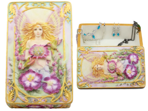 Ebros Gift Jody Bergsma Art Gallery Faith Fairy Jewelry Box Figurine 6.5"L Trinket Keepsake