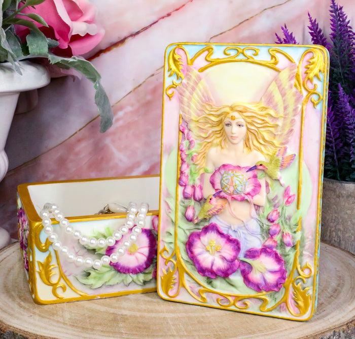 ebros gift Jody Bergsma Art Gallery Faith Fairy Jewelry Box Figurine 6.5"L Trinket Keepsake