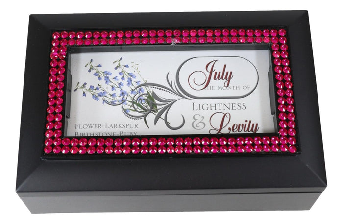 Ebros Gift July Month Ruby Birthstone Lightness And Levity Black Musical Trinket Box