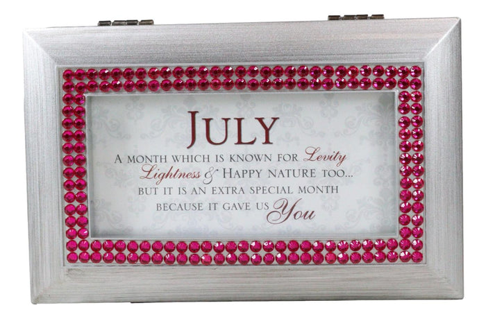 Ebros Gift July Ruby Red Levity Happiness Birthstones Silver Tone Musical Trinket Box