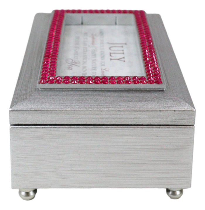 Ebros Gift July Ruby Red Levity Happiness Birthstones Silver Tone Musical Trinket Box