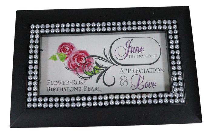 Ebros Gift June Month Pearl Birthstone Appreciation And Love Black Musical Trinket Box