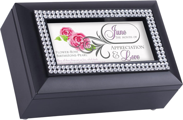 ebros gift June Month Pearl Birthstone Appreciation And Love Black Musical Trinket Box