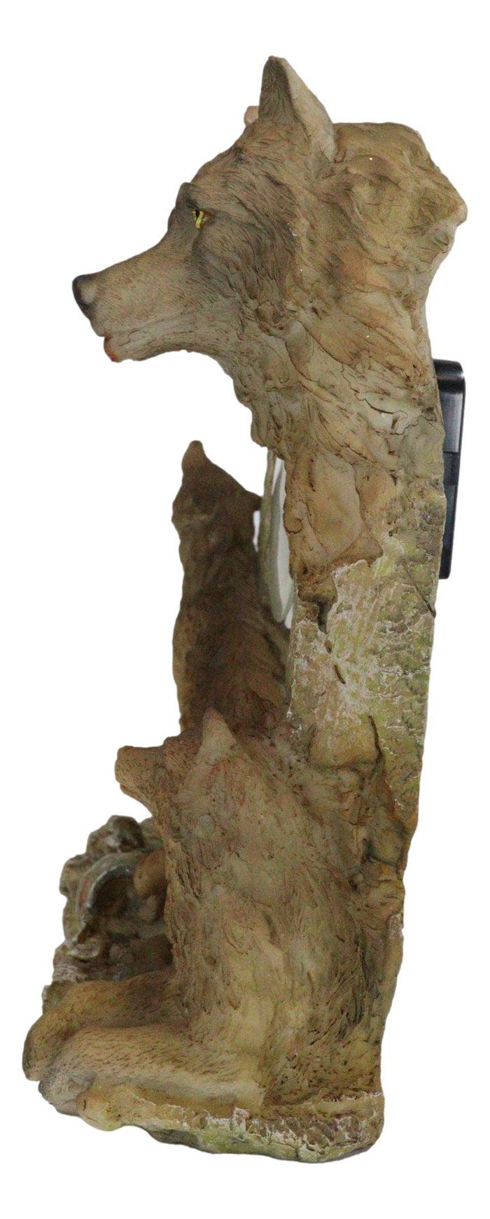 Ebros Gift Jungle Forest Woodlands Howling Gray Wolf Timberwolf Family Table Clock Figurine