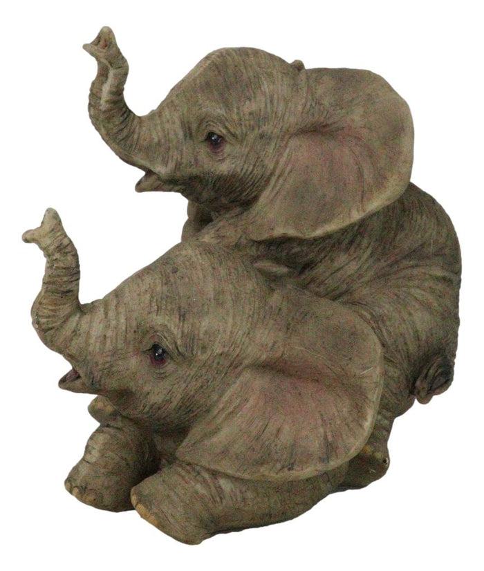 Ebros Gift Jungle Frolic Safari Savanna Elephant Baby Calves Playing Together Figurine
